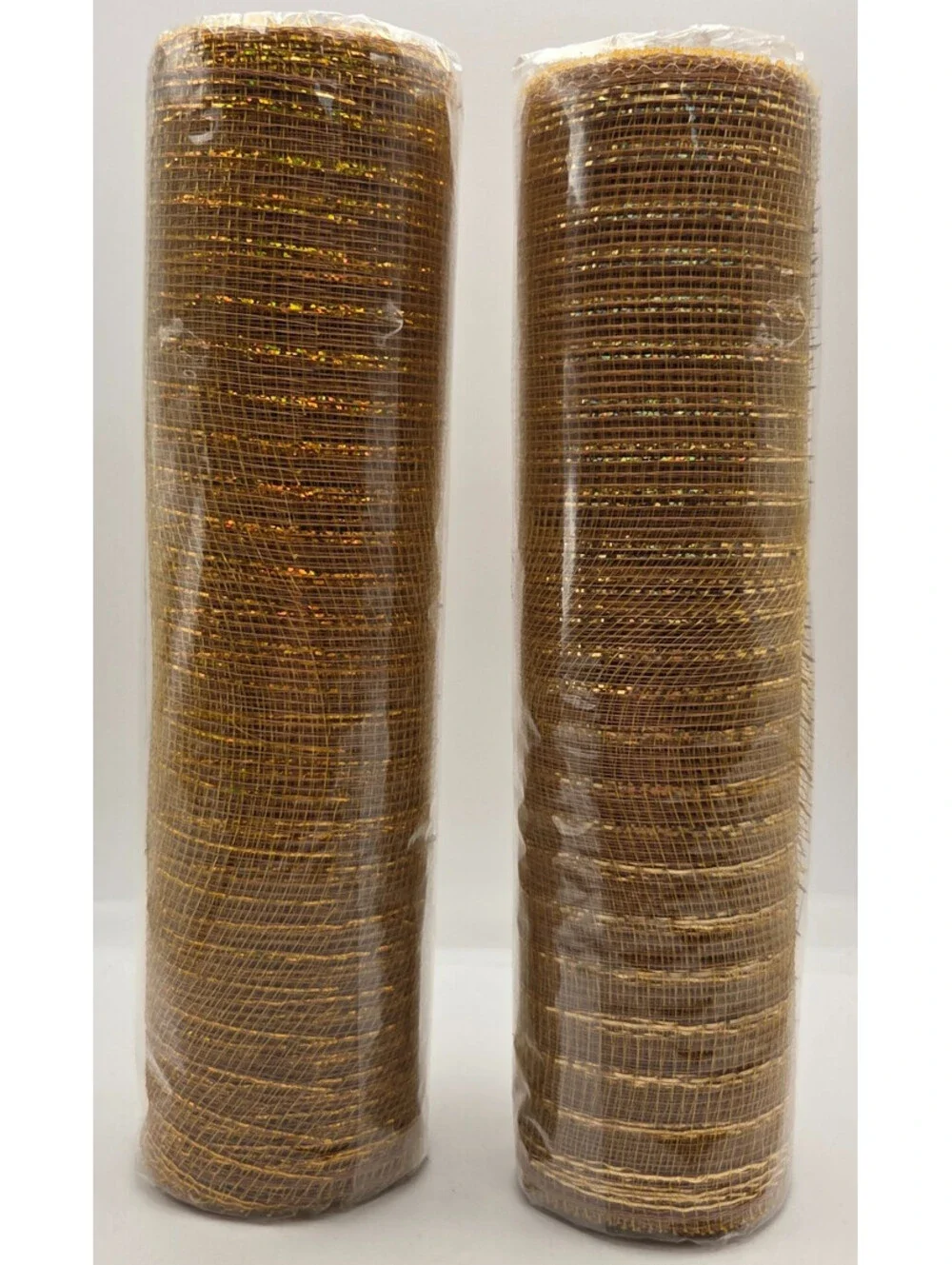 Holiday Time Gold Mesh Ribbon Lot of 2 18 Foot Christmas Decor New Sealed